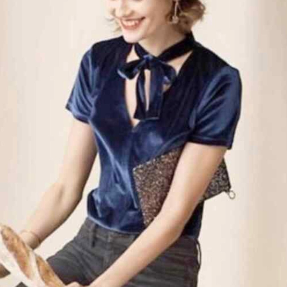 Madewell blue velvet shirt